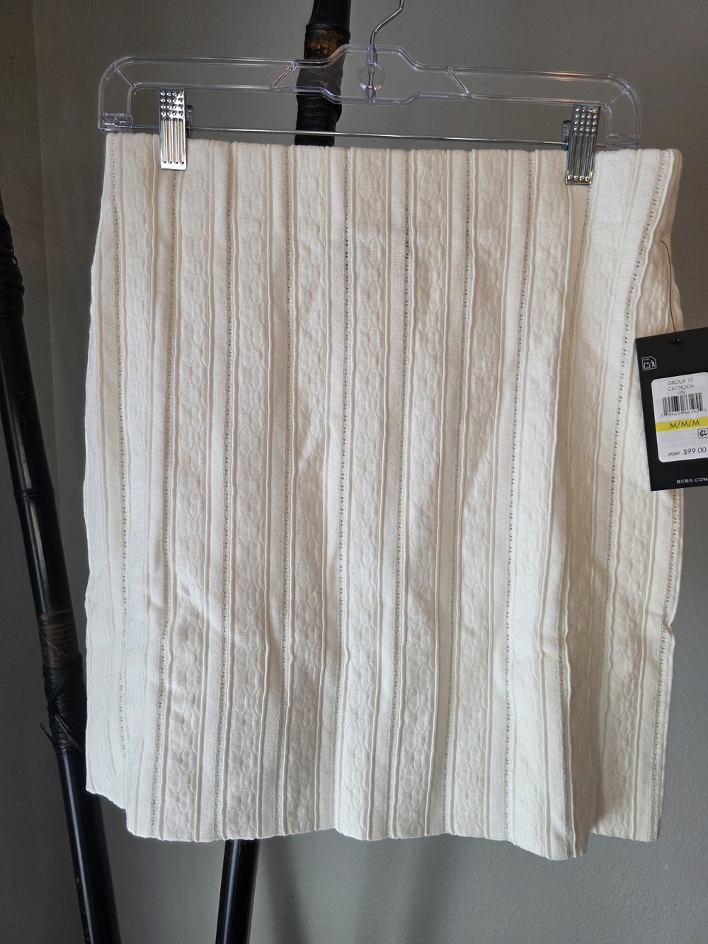 NWT BCBG Cream Ribbed Mini Skirt